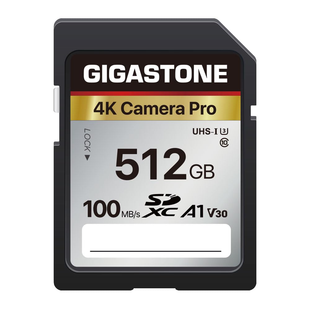 ?5-Years Data Recovery? GIGASTONE SD Card 512GB Memory Card 4K Pro Series Speed Up to 150MB/s Compatible with Canon Camcorder, SDXC A1 V30 UHS-I
