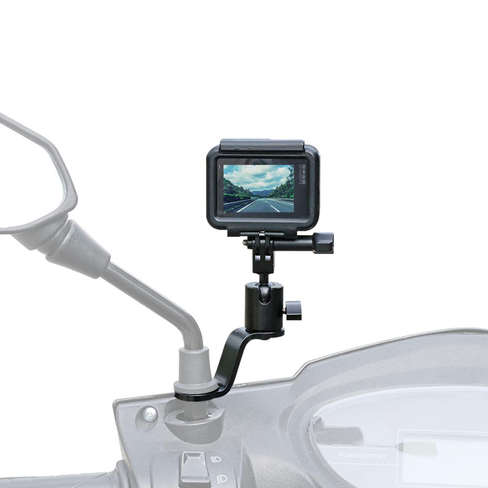 SKEZN Aluminum Mount Holder for GoPro Hero 12 Black, 11/10/9/8 & DJI Osmo Action Cameras - Portable Electronic Device Mount - Motorcycle Rearview