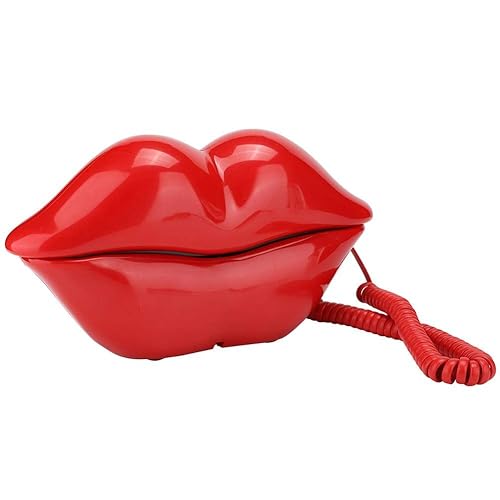 Red Lips Telephone for Novelty Interesting Gift, Sexy Mouth Lip Corded Landline Phone Desk Phone Home Furniture Decoration Set