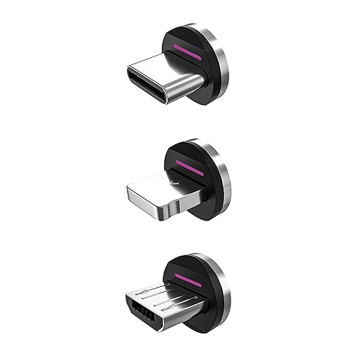 Statik 360 Pro Magnetic Connectors Tips - Only Compatible with Statik360 Pro Magnetic Charging Cable - 3-Pack Includes i-Product, Micro USB and USB-C