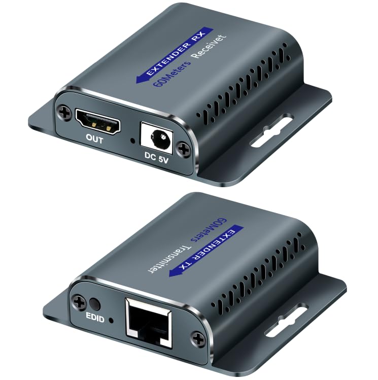 Techigher HDMI Extender Over CAT5e/6,HDMI Over Ethernet,HD MI Over cat6 with 200 FT for 1080@60Hz,RJ45 to HD Converter Plug & Play with 5V Power