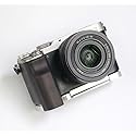 QR L Handle Hand Grip Wood Handle + Alloy Baseplate for A7C Camera Holder (Ebony + Sliver Alloy Baseplate)