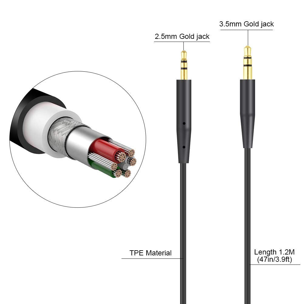 QC35 Cable 3.5 to 2.5 Extension Cord Replacement Audio Cable Line Compatible with Bose QuietComfort 45/35 II Wireless Headphones 700 / QC35 II / QC35…