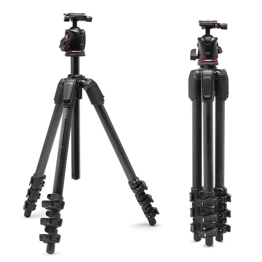 Manfrotto 055XPRO AS, 4-Section Carbon Fiber Camera Tripod, Photo-Kit with XPRO Ball Head, 90 Degree Column, 15kg Load, Arca-Swiss Plate,