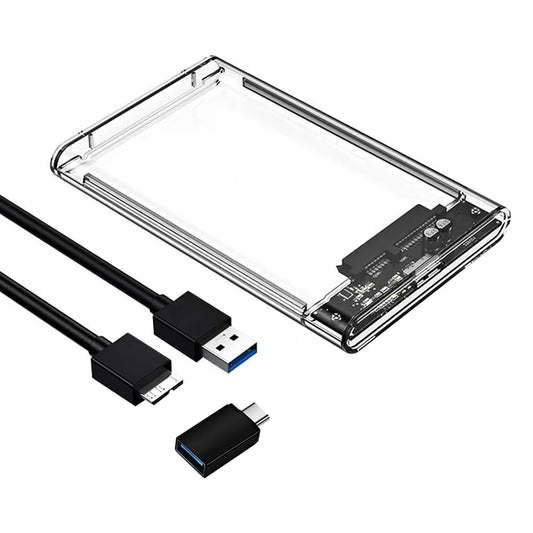 Garrulax External Hard Drive Enclosure , SATA to USB 3.0 2.5 inch SSD HDD 7mm 9.5mm Clear Hard Drive Case Supports UASP SATA (Clear)