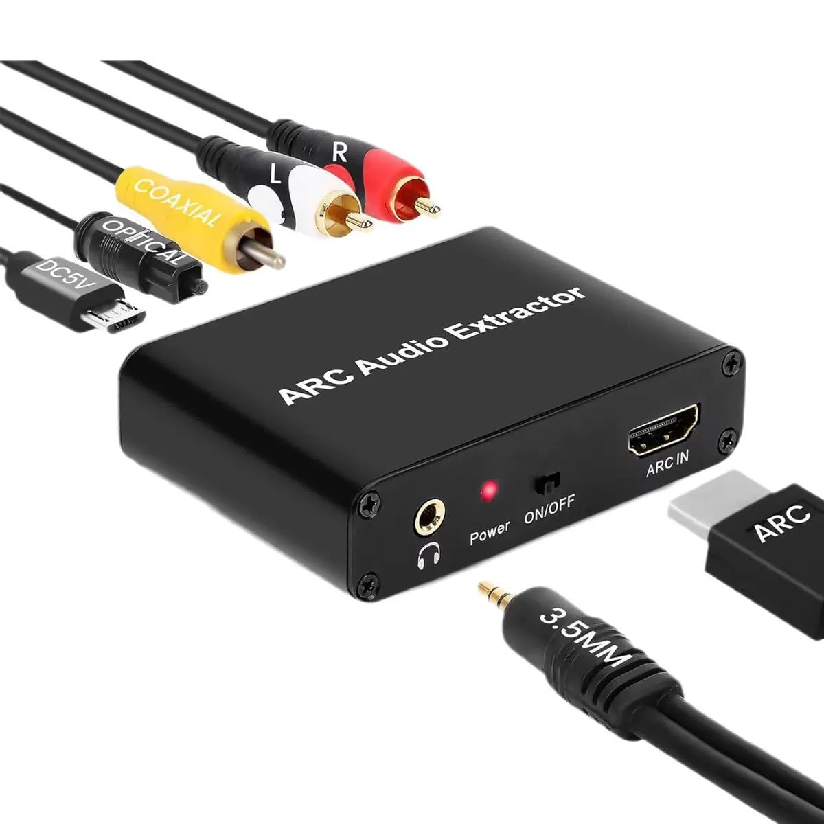 HDMI ARC Audio Extractor, Digital to Analog Converter with SPDIF, Coaxial, L/R Output, 3.5mm Headphone Jack