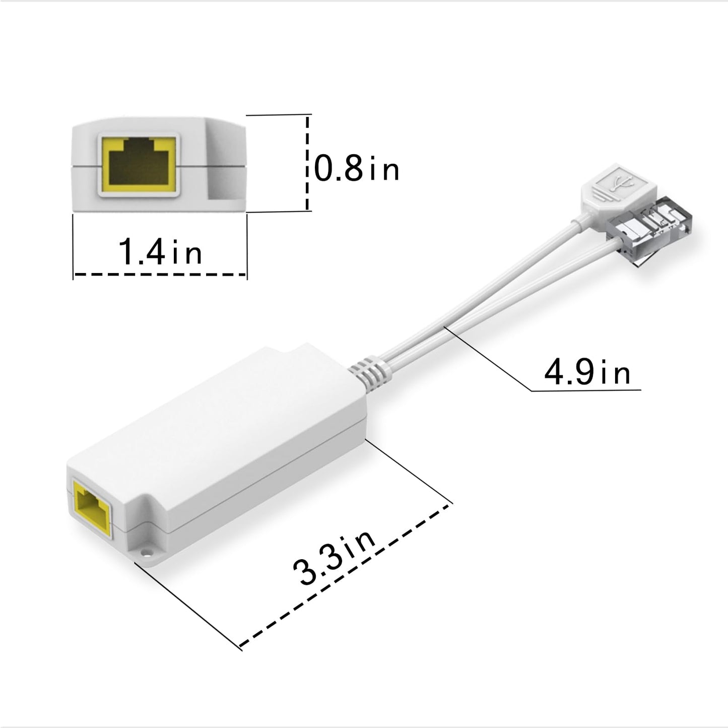 PoE Splitter 5V2.5A PoE to USB Type A Female Port, IEEE 802.3af Compliant PoE Power Adapter for Security IP Camera/Voip Phone/AP, PTB-AF-5V