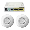 Mikrotik RB260GSP switch PoE injector, Gigabit + RBcAP2nD Access Point PoE (x2)