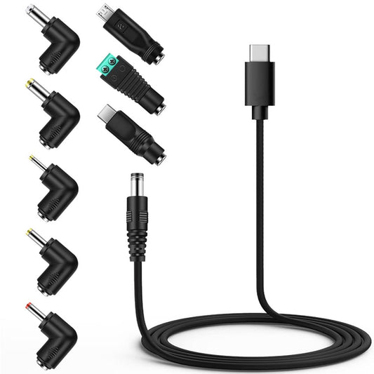 MEROM Universal 5V DC Type-C Power Cable, USB C to DC 5.5x2.1mm Charging Cord Plug with 8 Connector Tips(5.5x2.5, 4.8x1.7, 4.0x1.7, 3.5x1.35, 2.5x0.7