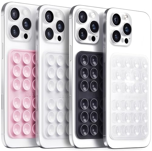 Anteel 4 Pack Silicone Suction Phone Case Adhesive Mount, 2026 Upgraded Thickened & Enhanced Suction Power Hands-Free Sticky Phone Grip Holder, Light