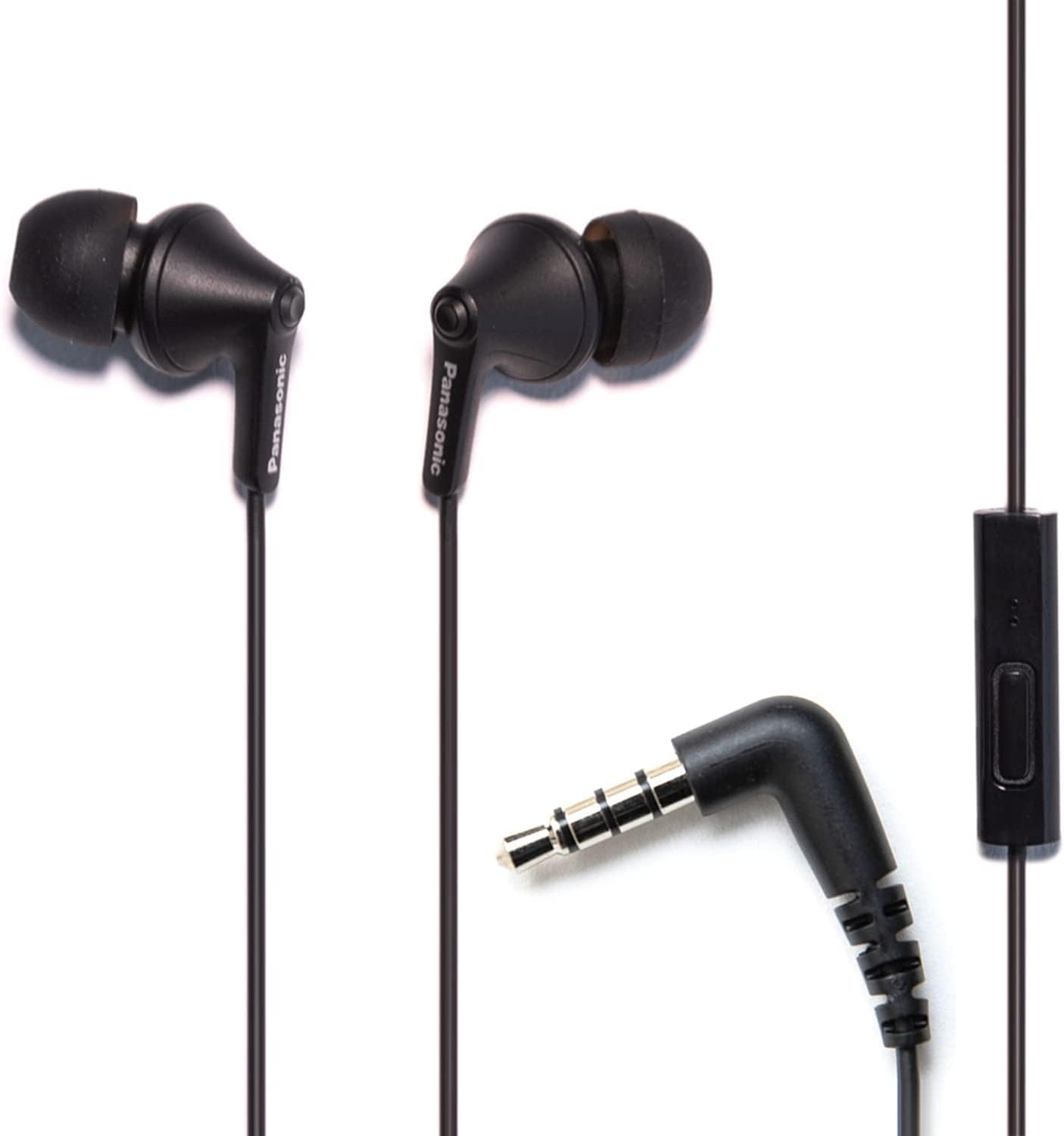 Panasonic ErgoFit Wired Earbuds with Microphone, 3.5mm Jack Wired Headphones with Mic and Call Controller, Ergonomic Custom-Fit Earpieces (S/M/L),