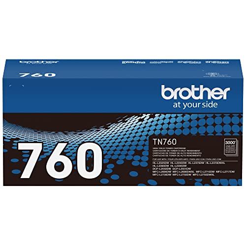 Brother Genuine TN760 High Yield Black Toner Cartridge, (for use with MFC-L2710DW MFC-L2750DW HL-L2350DW HL-L2370DW HL-L2395DW HL-L2390DW DCP-L2550DW