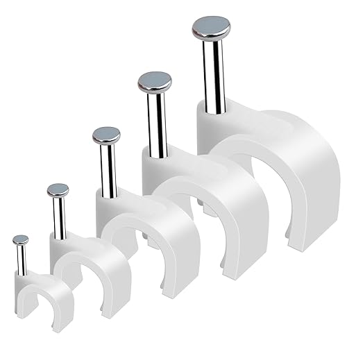 500pcs Cable Clips with Steel Nail in Cable Clips White 4mm 5mm 6mm 8mm 10mm Cable Wire Clips Cable Wall Clip Wire Staples Cord Clips for Wall Coaxial