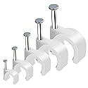 500pcs Cable Clips with Steel Nail in Cable Clips White 4mm 5mm 6mm 8mm 10mm Cable Wire Clips Cable Wall Clip Wire Staples Cord Clips for Wall Coaxial