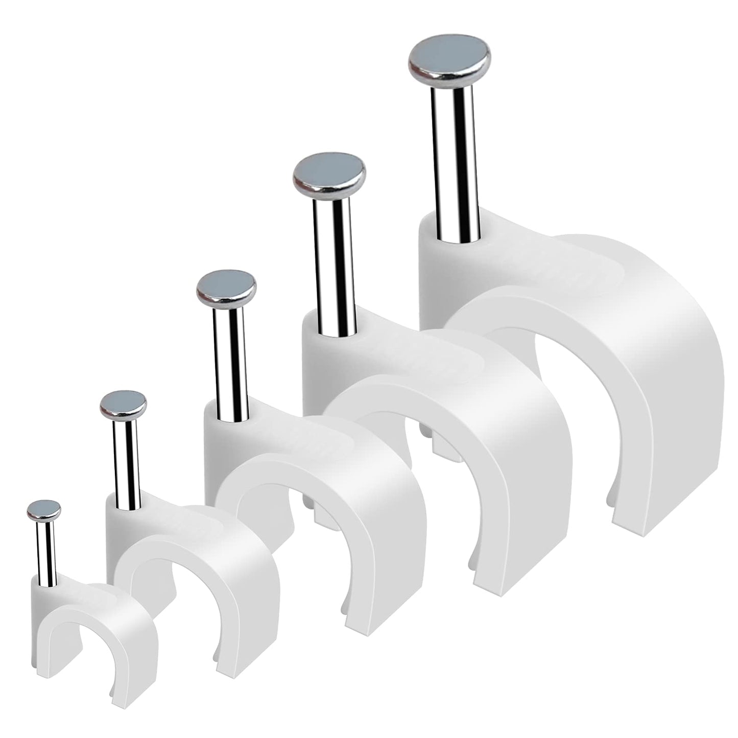 500pcs Cable Clips with Steel Nail in Cable Clips White 4mm 5mm 6mm 8mm 10mm Cable Wire Clips Cable Wall Clip Wire Staples Cord Clips for Wall Coaxial