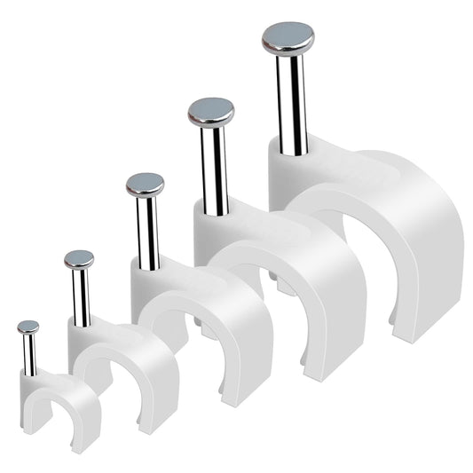 500pcs Cable Clips with Steel Nail in Cable Clips White 4mm 5mm 6mm 8mm 10mm Cable Wire Clips Cable Wall Clip Wire Staples Cord Clips for Wall Coaxial