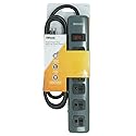 Southwire Woods Metal Power Strip - 6-Grounded Outlets - Resettable Safety Circuit Breaker Switch - 5-Foot Cord - Heavy Duty Outlet Extender