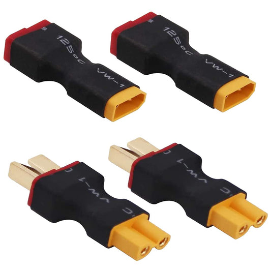 Yiqigou 2 Pairs No Wire Deans-T Plug Male Female Connector to XT30 Male Female Plug Connector Conversion Adapter for RC Batteries