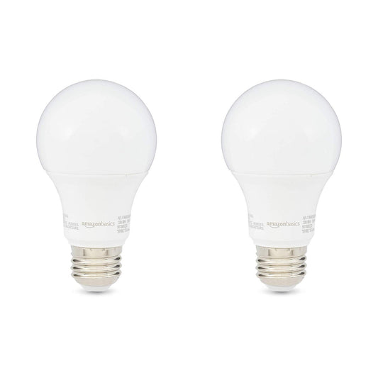 Amazon Basics A19 LED Light Bulbs, 60W Equivalent, 9W Energy Efficient, E26 Standard Base, Soft White 2700K, Non-Dimmable, 10,000 Hour Lifetime, Easy