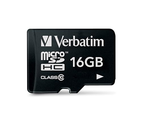Verbatim 16GB MicroSDHC Premium Memory Card Black - SD Card for Full HD Video Capture - Water & Shock Resistant - SD Memory Card for Camera Smartphone