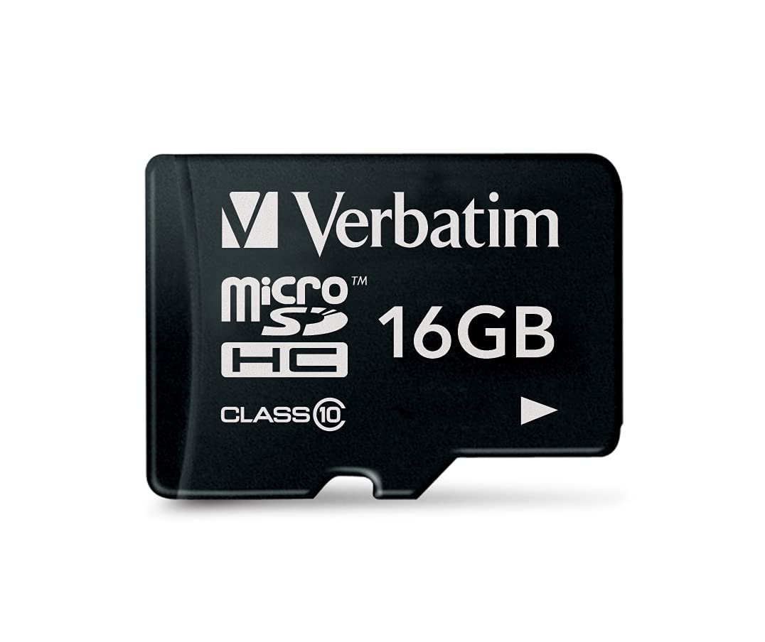 Verbatim 16GB MicroSDHC Premium Memory Card Black - SD Card for Full HD Video Capture - Water & Shock Resistant - SD Memory Card for Camera Smartphone