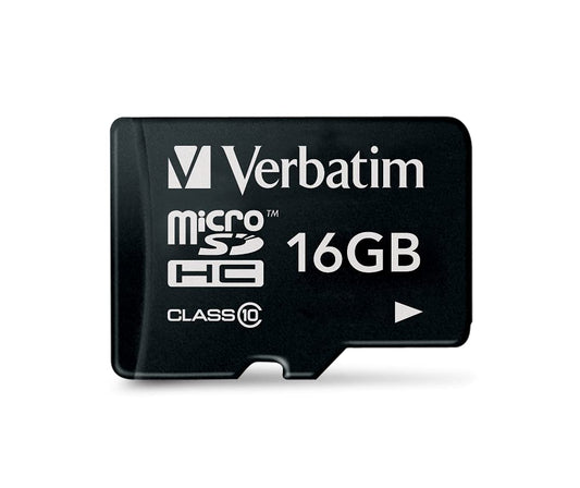 Verbatim 16GB MicroSDHC Premium Memory Card Black - SD Card for Full HD Video Capture - Water & Shock Resistant - SD Memory Card for Camera Smartphone