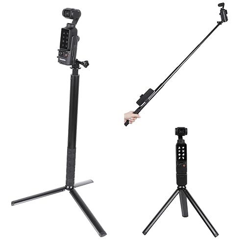 PellKing Monopod for Osmo Pocket 3,61"/155cm Selfie Stick+Aluminium Alloy Tripod+Protective Cage Extension Adapter Frame