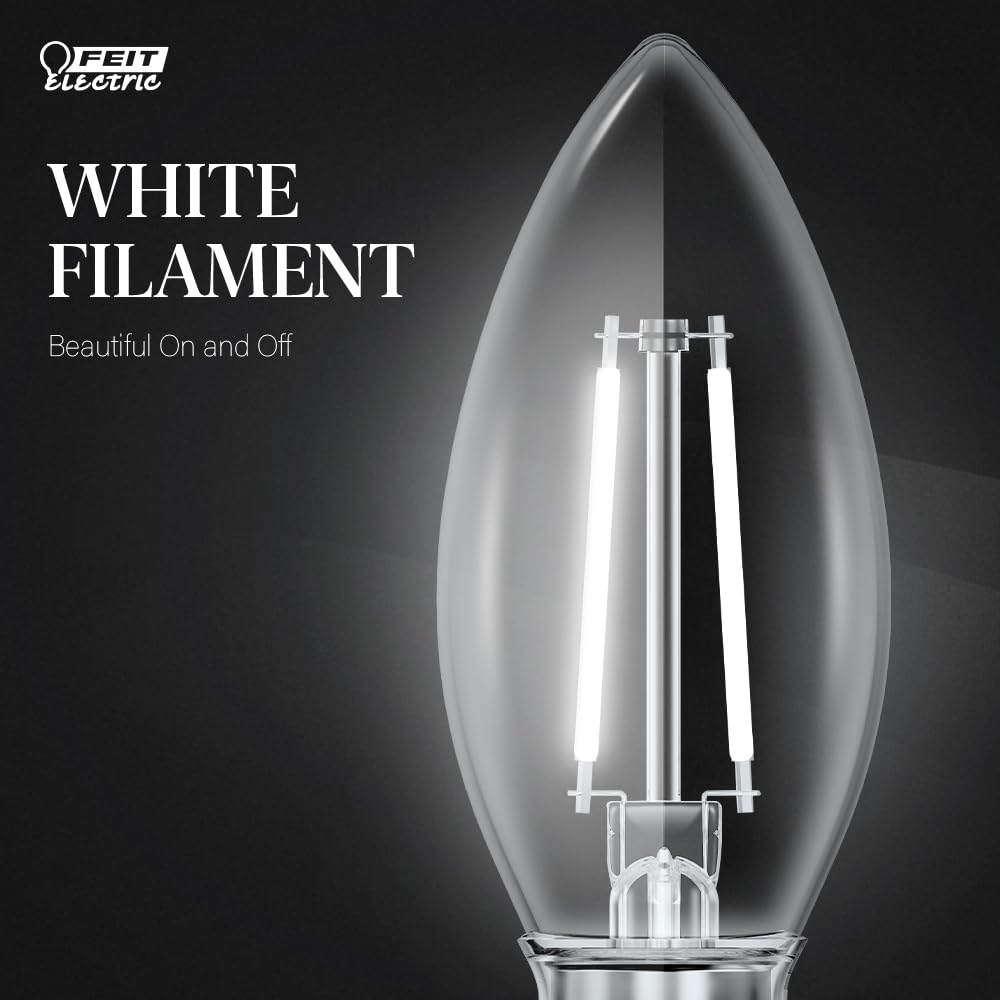 Feit LED Filament B10 E12 (Candelabra) Filament LED Bulb Soft White 40 Watt Equivalence 2 pk