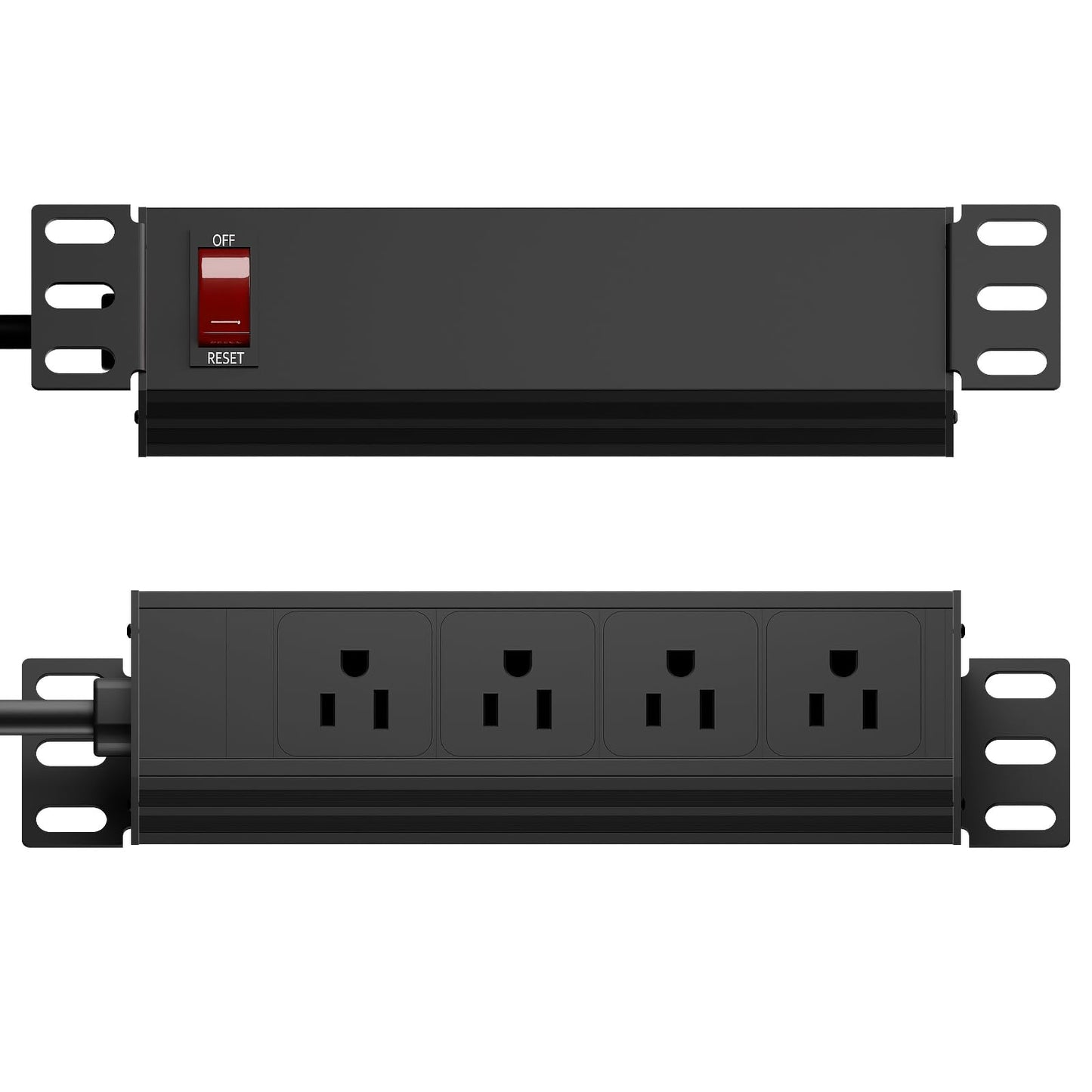 10 inch Rack PDU-1U (4 Rear Outlets),10" inch Rack Power Strip with Protection (125V/15A 6ft Cable),Rack Mount Power Distribution Unit for 10" Mini