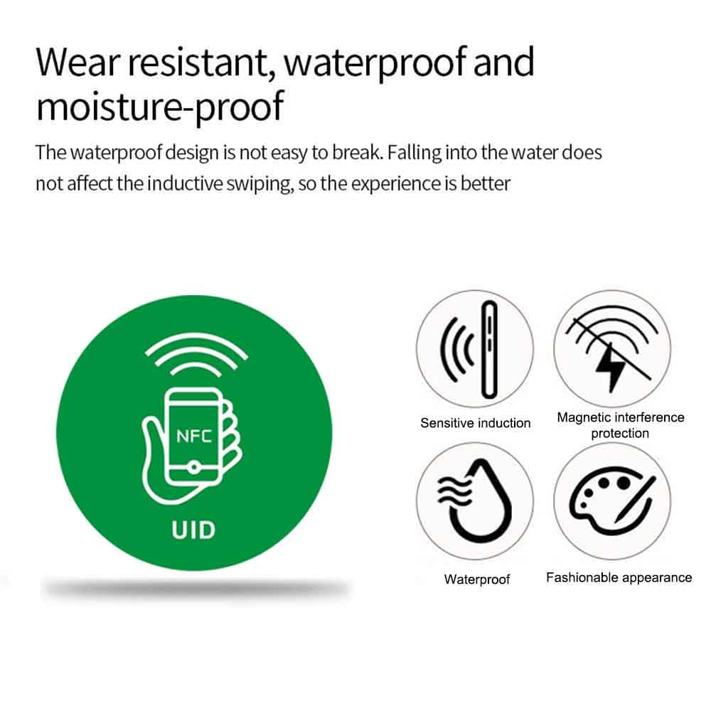 13.56 MHz UID Writable Rewritable, RFID Blank Sticker for Access Control Key Sticker Rewritable (2 PCS)