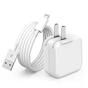 iPad Charger,iPhone Charger Pad Cord Fast Charging 12W USB Wall Charge Foldable Portable Travel Plug with 6.6FT Lightning i Pad Fast Charging Cable