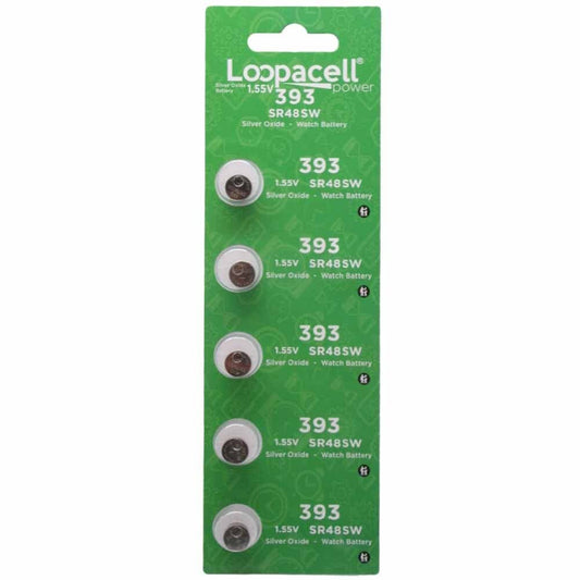 LOOPACELL SR754W 393 Silver Oxide Watch Battery 5 Pack