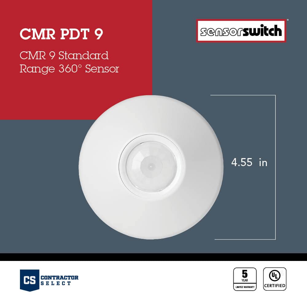 SensorSwitch Ceiling Motion Sensor, PDT Passive Dual Technology Passive Infrared PIR and Microphonics Occupancy Sensor, 360° Small Motion Detection