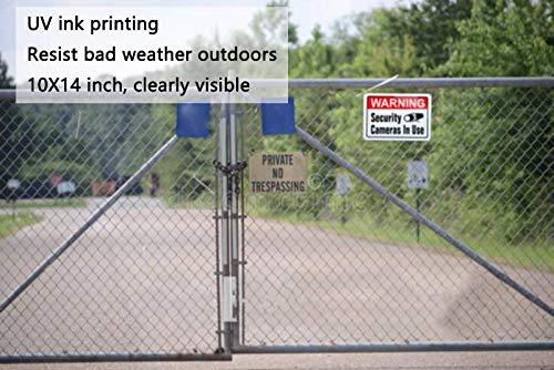 Video Surveillance in Use Sign, Warning Security Cameras in use Sign, Large 10x14 Inch Aluminum UV Ink Printed for House and Business (4-Pack)