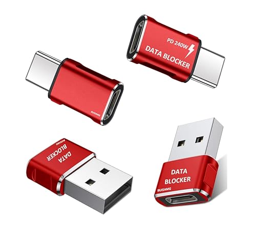 BUISAMG Data Blocker, USB A to C & USB C Data Blocker for iphone15 16 and Any Mobile Phone Charging, Protect Against Juice Jacking, Refuse Hacking