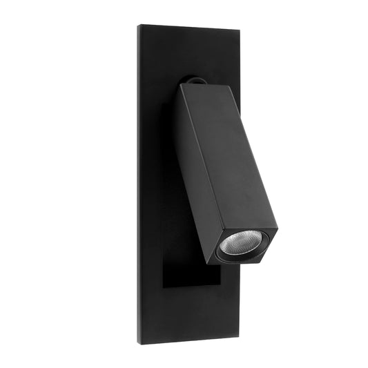 LEEKI Modern Wall Mounted Bedside Adjustable Reading LED Light Sconce - Just Lift to Turn On or Hide to Turn Off - Black