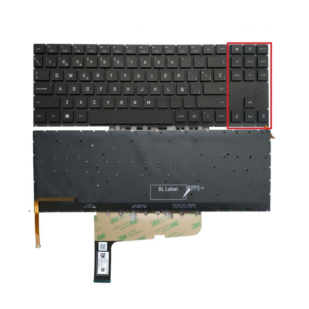 Laptop Replacement Keyboard Compatible for HP OMEN 15-en0013dx 15-en0023dx 15-en0029nr 15-en0036nr 15-EN0010CA Spanish Layout White Backlit