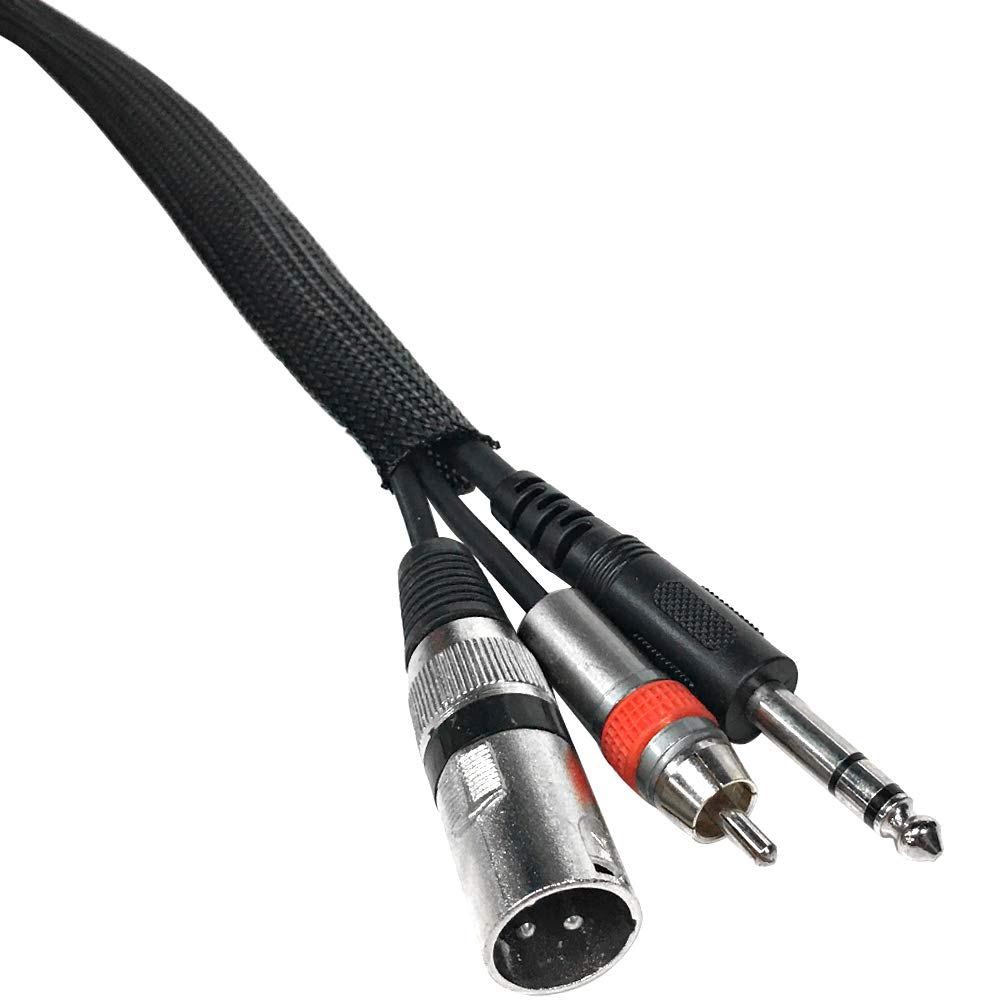 Seismic Audio - EBS3450Black- 50 Feet Black 3/4" Expandable Woven Cable Sleeve Tubing Cord Sock