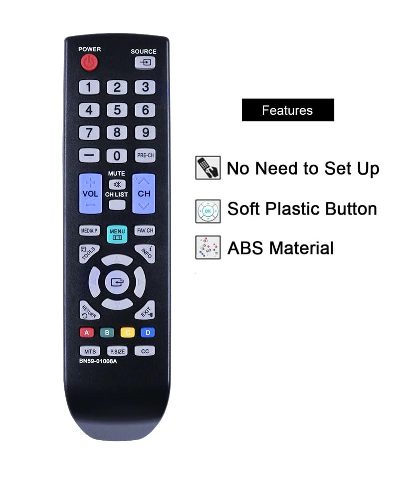 Replacement Remote Control for Samsung PN51D450A2D PN51D450A3DXZA LN40E550F6FXZA LN32D403E2DXZA LN32C350D1V LN32C350D1VFXZA Smart LED TVs