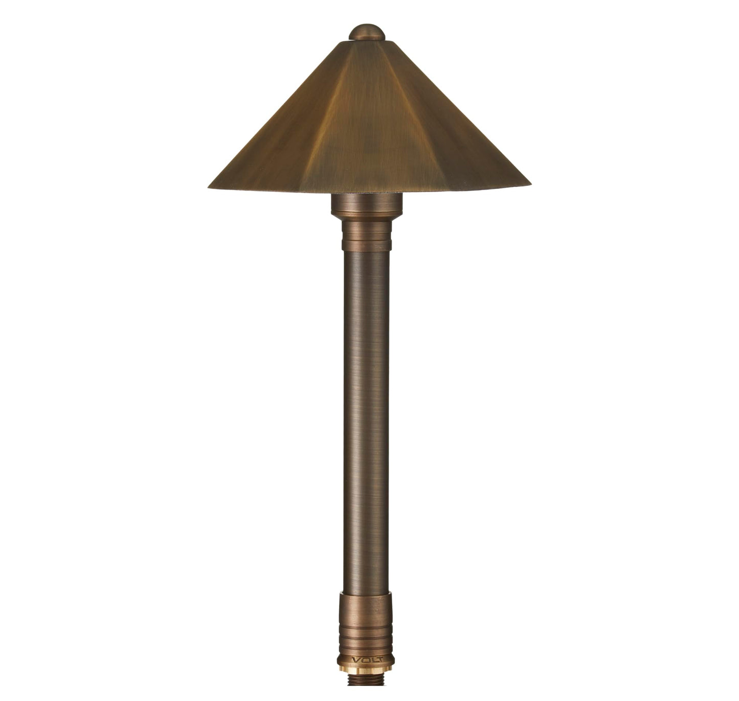 VOLT Parasol 12V Brass Mini Path Light (13" Tall, 7" Shade) with 3W 2700K Warm White G4 LED Bulb for Low Voltage Landscape Lighting on Outdoor