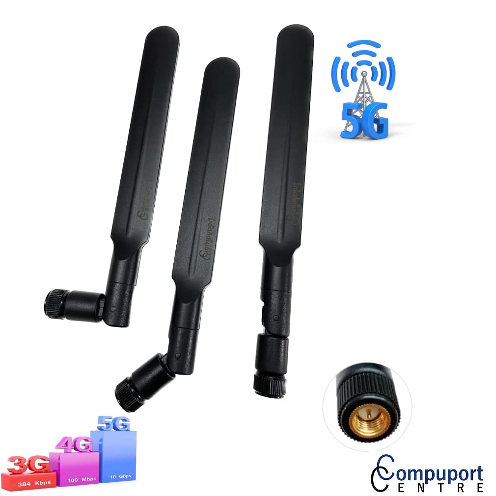 CompuPort Wide Band 5dbi 698-960/1710-3500MHzMhz 5G 4G LTE Omni Directional Whip Antenna with SMA Male Connector Compatible with Microhard, Sierra