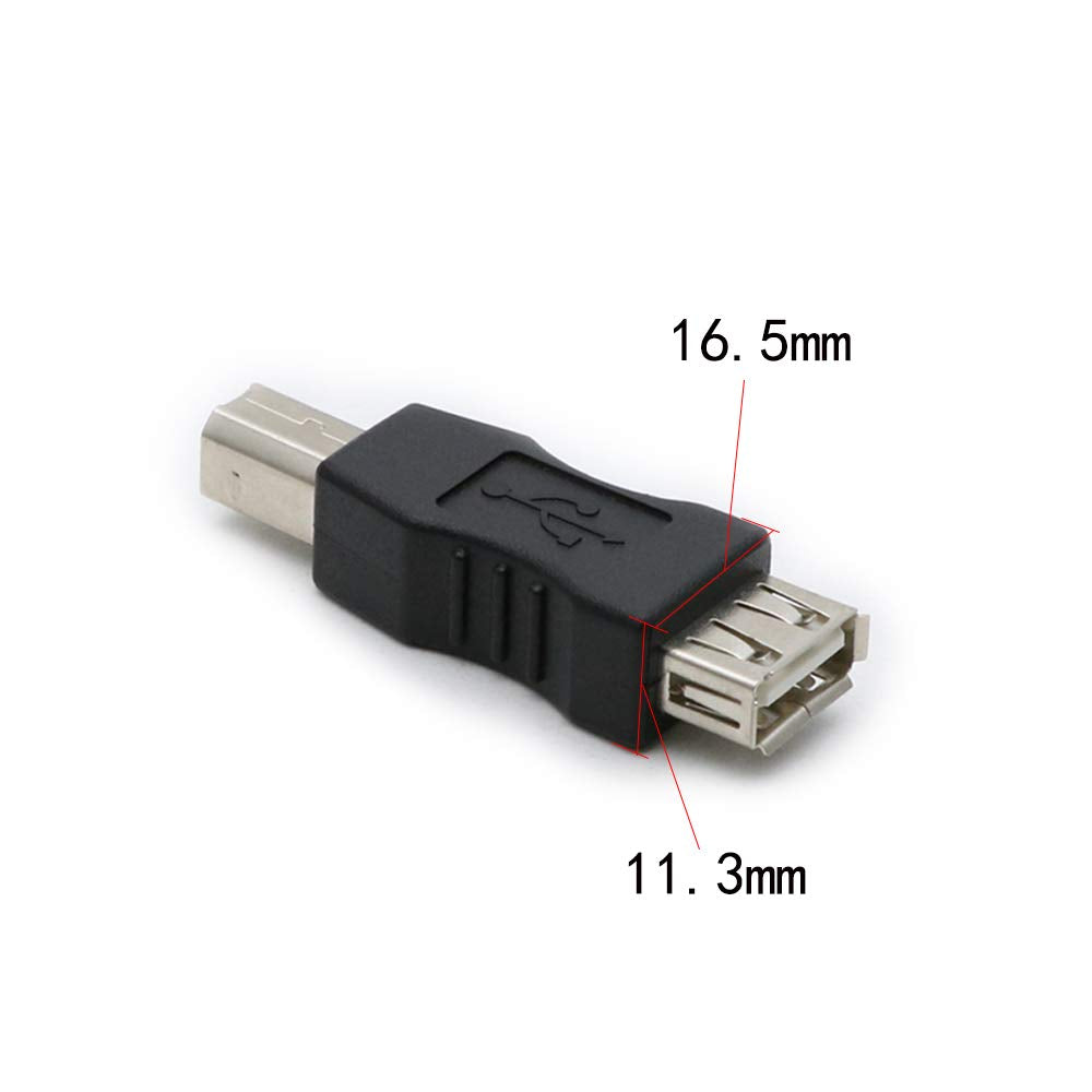 rgzhihuifz 3 Pack USB 2.0 AF/BM Adapter Type A Female to USB B Print Male Adapter Connector Converter Plug