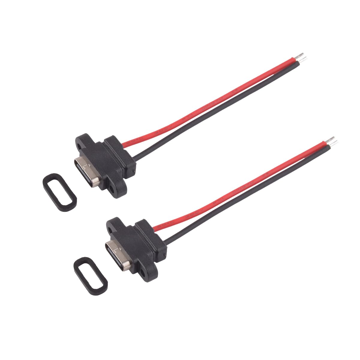ZJKJHJY USB Type-C Pigtail Cable 2PCS 24AWG USB-C Plug to 2 Pin Bare Wire Open End, Type C Female,Connector for DIY
