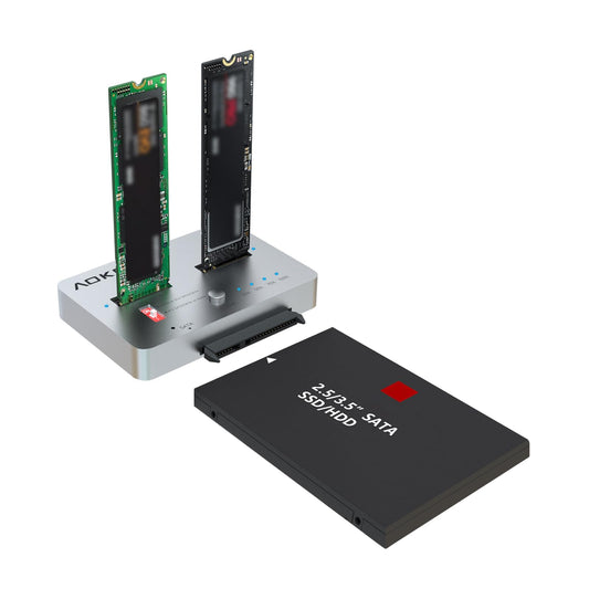 AOKO M.2 Duplicator SATA to NVMe SSD Cloner Docking Staion for NVMe + M.2 NGFF and 2.5" /3.5" SATA SSD/HDD Converter and Reader Bidirectional Offline