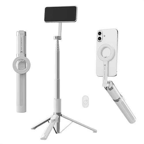 K&F CONCEPT Lightweight 71 inch Mag-Safe Selfie Stick Tripod, Portable Extendable Phone Stand with Bluetooth Remote, 3-Axis Adjustment Aluminium Vlog