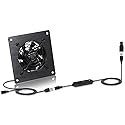 xiaoqijia USB 80MM Cabinet Fan 5V Quiet Cooling Fan DC 12V IPX5 Waterproof Fan System 4" with 10 Speed Control, for Home Theater AV Cabinets