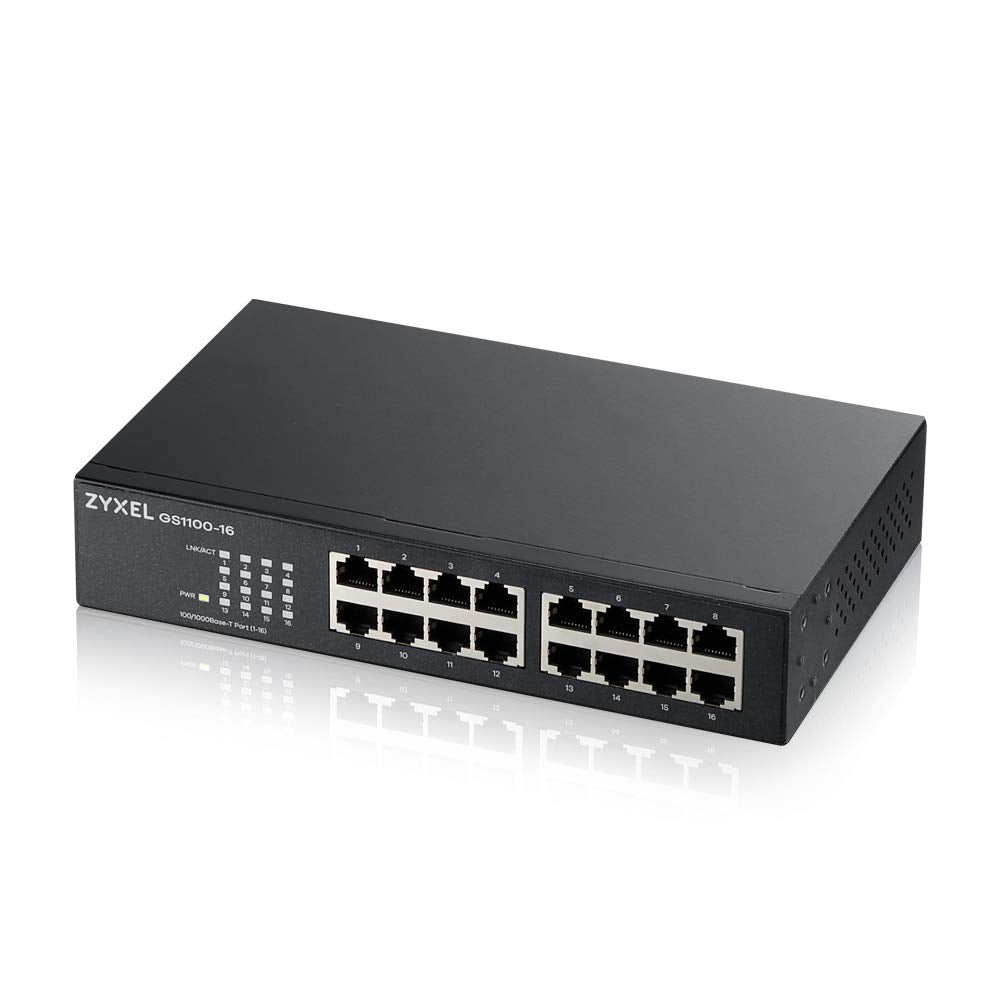 Zyxel 16 Port Network Switch | Unmanaged Gigabit Ethernet Splitter | 16x GbE Ports | Fanless Design | Plug and Play Easy Installation | Wall and Rack