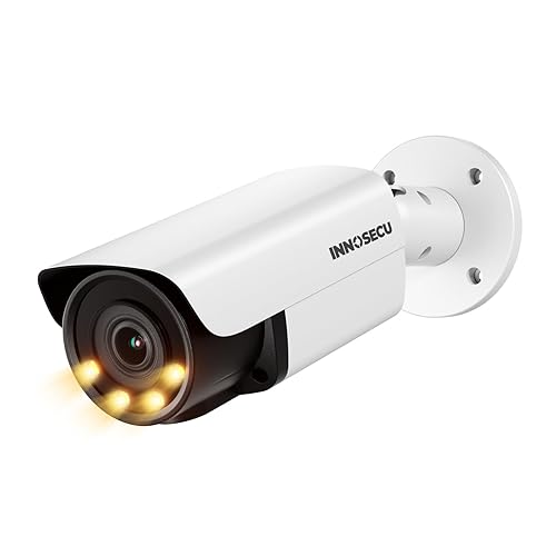 INNOSECU UltraHD 12MP AI IP PoE Camera @30fps, IP67 Outdoor Bullet Security Camera, Face Detection, Human and Vehicle Detection, Smart Dual Light