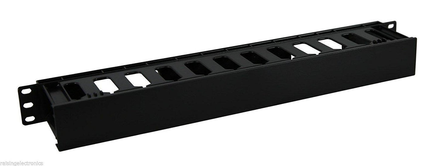 Raising Electronics 1U Horizontal Rack Mount Cable Management Unit with Panel Plastic 19" Rack Mount