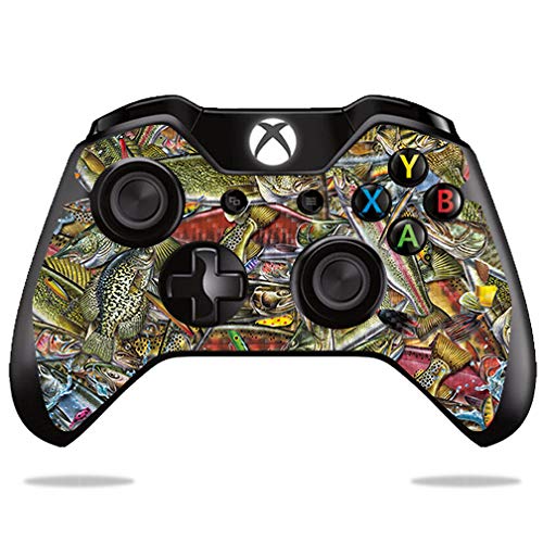 MightySkins Carbon Fiber Skin for Microsoft Xbox One or One S Controller - Fish Puzzle | Protective, Durable Textured Carbon Fiber Finish | Easy